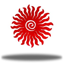 Riverside Designs Sunburst Metal Wall Art Steel Outdoor Decor - Heavy-Duty and Waterproof - Made in USA (12", Red)