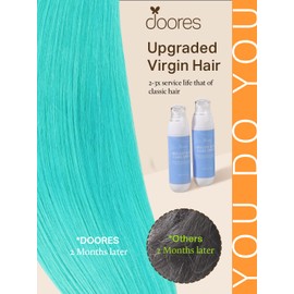 DOORES Hair Extensions Tape in Human Hair, Teal Green Tape in Hair Extensions, Tape in Hair Extensions Real Hair Extensions Straight, 25g 10pcs 16 Inch