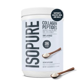Isopure Collagen Peptides Powder, Promotes Hair, Nail, Skin and Joint Health, with Vitamin C and Biotin, Unflavored, 20g Collagen Peptides Per Serving, 11.36 Oz, 14 Servings (Packaging May Vary)