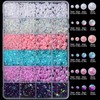 24Grid Shiny Colorful Nail Art Rhinestones 3D Flatback Rhinestones Pearl