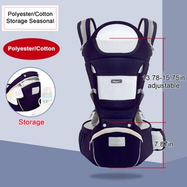 Baby Carrier, Baby Carrier with Hip Seat, Breathable Back Carrier, Children's Carrier for 3-20 kg Infant Toddler Carry Strap, Adjustable Baby Carrier Belly Carrier, All-In-One Baby Carrier