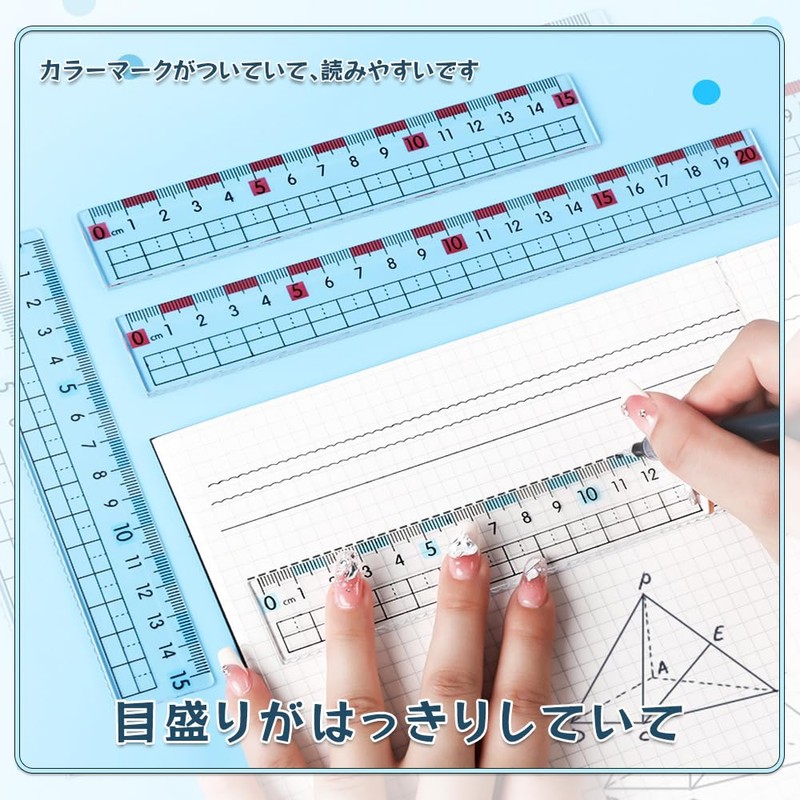 BOOHUQICH Ruler, 5.9 inches (15 cm), Plastic, Transparent Ruler, Plastic