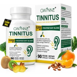 Gwynne Alivio Del Zumbido En Los Oídos 1200mg Suplemento Con Vitamina C & Complejo Bclínicamente Probado Para El Zumbido En Los Oídos & Alivio Del Síndrome De Meniere 90cápsuls