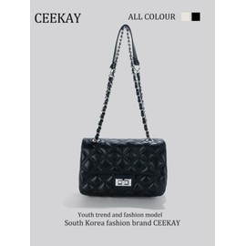 CEEKAY Women's Shoulder Bag, Cross-body Shaped, Mini Bag, Small, Simple, Lightweight, Shoulder Bag, Casual, One-Shoulder Korean Fashion, Chain Bag, Commuting to Work, OL Black, Black