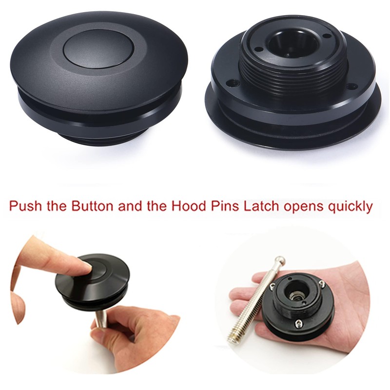 Unifizz 2PCS Car Quick Latch Hood Pins Universal 2.44" Diameter