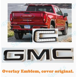 Auto GMC 2019-2025 GMC Sierra 1500 2500HD 3500HD Rear Tailgate White Black OVERLAY Emblem