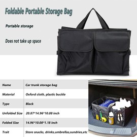 YGDMD 51L Large Capacity Trunk Organizer for Car,Oxford Cloth SUV Trunk Organizer with 2 Pocket and 4 Net Storages Tools Toys Foods,Universal Foldale Car Organizers and Storage