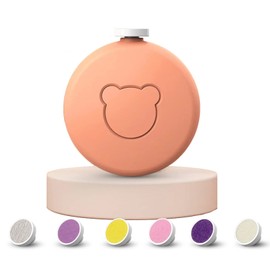 Electric Baby Nail File, Safe Baby Nail Cutter, Manicure Set, Pedicure Set, Electric for Infants and Toddlers, Baby Nail Trimmer, 6 in 1 (Orange)