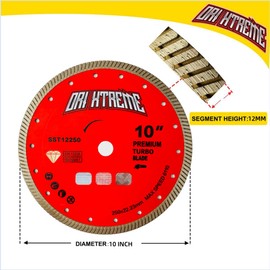 ORIXTREME 10Inch Diamond Saw Blade,Turbo Rim General Purpose Blade Dry/Wet Cutting Concrete, Masonry, Brick, Block,Stone 7/8"-5/8” Arbor