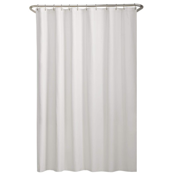 Maytex Water Repellent Fabric Shower Liner with Weighted Hem, White, 70 x 72 Inches