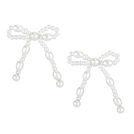 1 Pair Pearl Bow Earrings, Tassel Pearl Drop Earrings Elegant Ribbon Bowknot Dangle Earrings Fashion Charm Statement Bow Earrings Jewelry Gifts for Women Girls