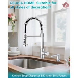 Chrome Soap Dispenser for Kitchen Sink, Built in Sink Soap Dispenser, Countertop Dispenser Pump with 47.2" Silicone Long Tube for 0.79 "- 1.38" High Capacity Bottle Mouths