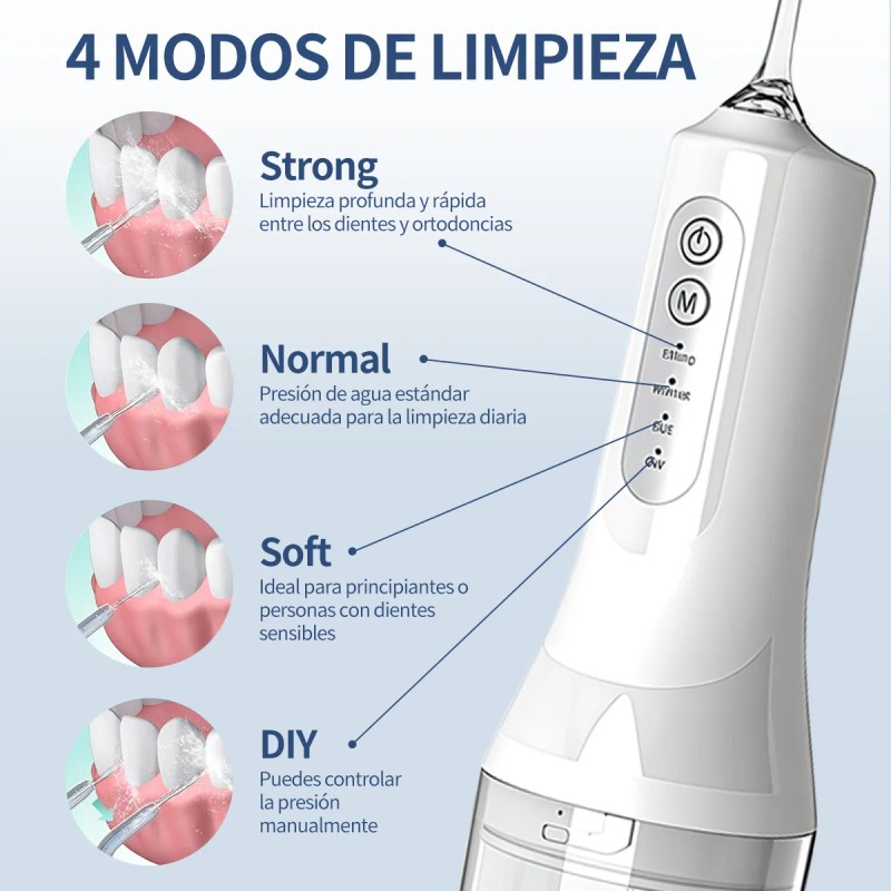 Irrigador Bucal Limpiador Dientes Boquillas Modos