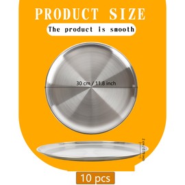 10 Pieces 12 Inch Pizza Pans Bulk Stainless Steel Pizza Pans Reusable Round Bakeware Oven Pizza Trays for Home Restaurant Kitchen Baking Roasting Healthy Rust Free Dishwasher Easy Clean