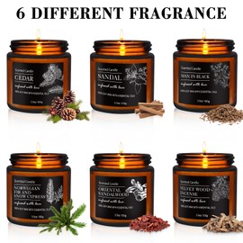 Candles for Men - Scented Candles Gifts for Men, 6 Packs Long Lasting Candles for Home Scented, Natural Soy Jar Candles Set for Boyfriend Him Dad, Men Birthday Christmas Thanksgiving Gifts