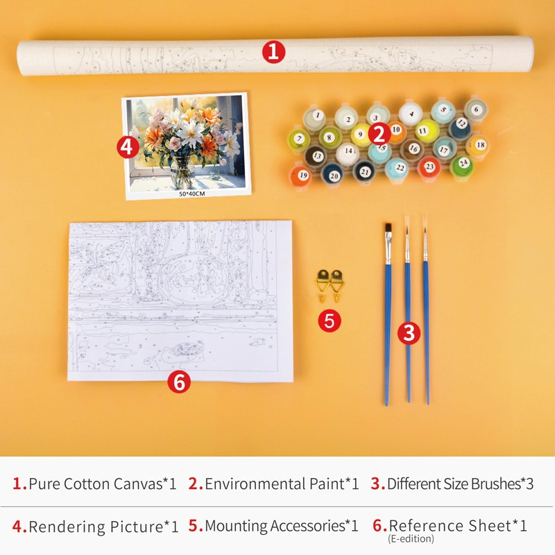 Paint by Numbers for Adults Beginners Bouquet Flowers in Glass