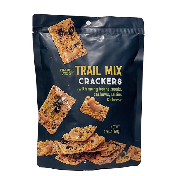 Trader Joe's Trail Mix Crackers with Mung Beans, Seeds, Cashews, Raisins & Cheese - 4.5oz (128g)