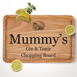 Mummy Gin and Tonic Chopping Board, Funny Gifts Mothers Day, Gift for Mum, G&T Drink Lemon Cutting Kitchen Home Birthday