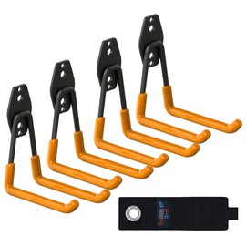 3-H Garage Storagel Hooks 4 Pack,Large Garage Hooks Heavy Duty 5 Inch in U Shape,Garage Hooks for Hanging and Organizing Chairs,Ladders,Tools,Shovels in Garden Garage Shed Basement(Orange)