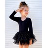 Zaclotre Girls Ballet Leotards 4-Layers Tiered Long Sleeve Dance Tutu