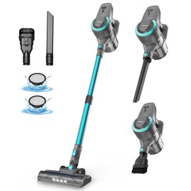DEVOAC N300 Cordless Vacuum Cleaner, 6 in 1 Lightweight Stick Vacuum, 2200mAh Battery Up to 40mins Runtime, Powerful Handheld Vacuum for Hard Floor Rug Pet Hair Home Dorm