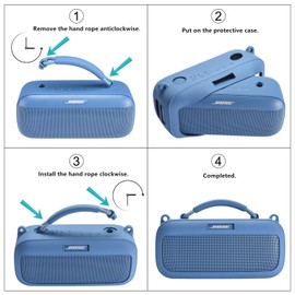 Hzycwgone Case for Bose SoundLink Max Portable Speaker,Silicone Cover for Bose Soundlink Max Travel Protective Skin Shoulder Bag Accessories(Blue Case)
