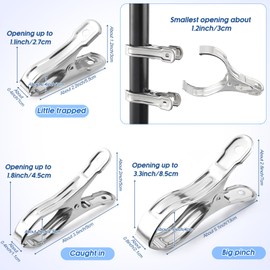 JaGely 200 Pcs Garden Clips Bulk 2.2/3.55/5.12 Inch Greenhouse Clamps Stainless Steel Green House Clip with a Strong Grip for Shade Cloth Plant Cover on Garden Hoops