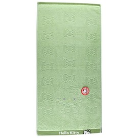 Kitty Lovely Beach Towel 28" X 52" 100% cotton bath shower Green Ribbon Pattern