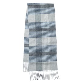 GreaterGood Ukrainian Merino Wool and Cashmere Plaid Scarf Fair Trade Luxuriously Soft Warm Unisex Men Women Winter Handcrafted Artisan Gift (Navy Blue)