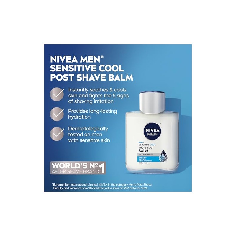 NIVEA MEN Sensitive Cooling Post Shave Balm, 3.3 oz Bottle