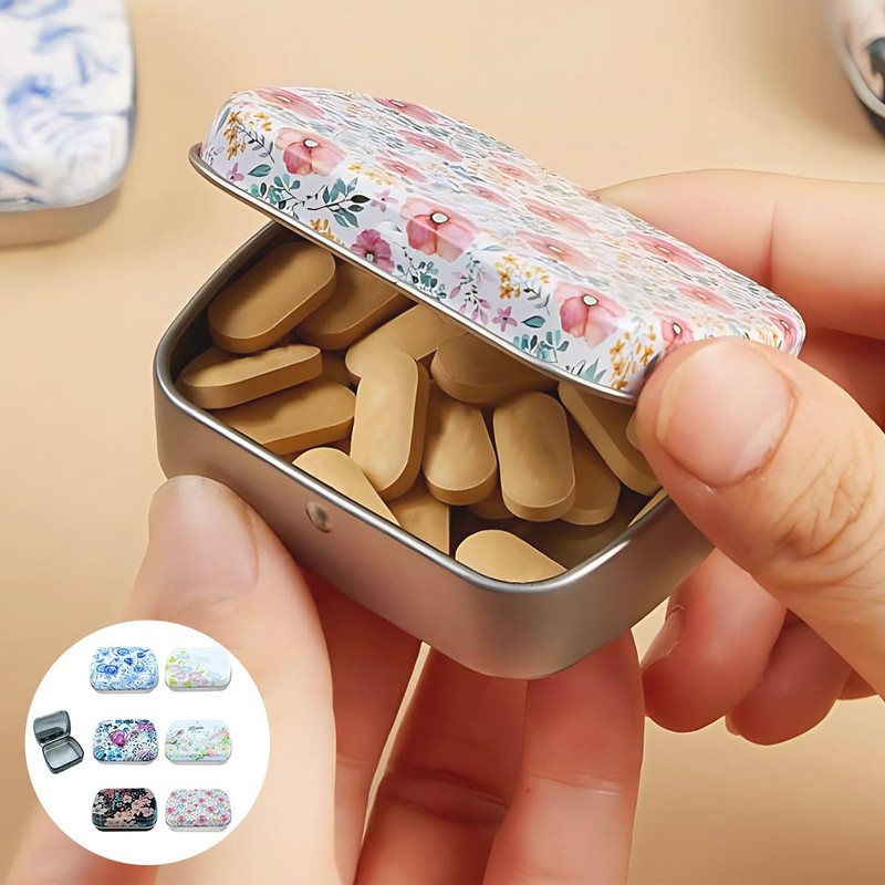 mkemka 6Pcs Mini Tin Box Rectangular Iron Tin Box Portable