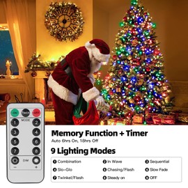 MZD8391 78ft 240 LED Christmas Lights Battery String Lights Timer Memory Function Battery Powered Waterproof String Lights for Indoor Outdoor Decoration (Multicolor)