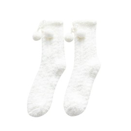 Home Socks Women Women's Winter Warm Fuzzy Socks Slipper Socks Women's Soft Fuzzy Sleeping Socks Fuzzy Slipper Socks Animal Socks Women Warm (White, A)