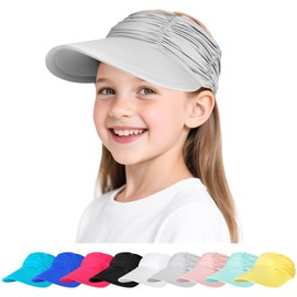 TAGVO Visor Cap mit Verstellbares Kopfband Kinder für Mädchen 4-12, Kühler und Atmungsaktiver Faltbarer Sonnenschutz Sonnenhut, Pferdeschwanz Strand Golf Tennis Kappe Sport Cap Elastisch Visor
