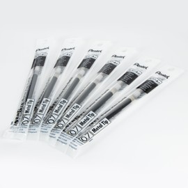 Pentel Refill Ink - For EnerGel Gel Pen, 0.7mm Metal Tip, Medium, Black Ink, Pack of 6 Refills (LR7-6A)