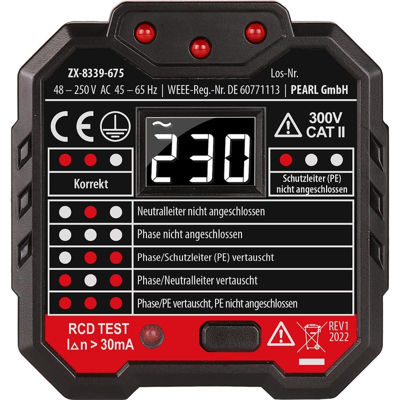 revolt Socket Tester: Socket Tester with LCD Display, RCD Test,