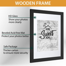 Califortree Black 11x14 Picture Frame - Display Photos 8x10 with Mat or 11x14 Without Mat - HD Glass Inside, Set of 2