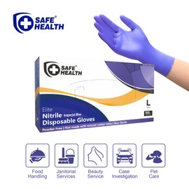 Safe Health Nitrile Imperial Blue Industrial Disposable Gloves, Small, 4.5 Mil, Case of 1000, Powder Free, Latex Free, Tattoo, Beauty, Salon, Hair, Auto, Car