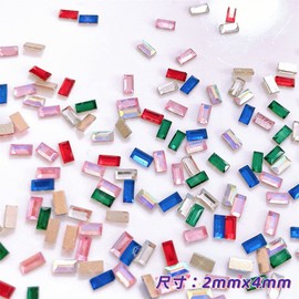 DUOLEIMI Nail Rhinestone Small Color Stone 100pcs Heart Nail Stone Square Glass Stone Nail Art Parts 3D 3D Nail Decoration Nail Parts Jewelry Parts (Rectangle)
