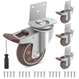 W B D WEIBIDA 3 Inch Side Mount Casters Wheels, L-Shaped Casters Set of 4, 360 Degree Swivel No Noise Casters, Heavy Duty Locking Furniture Casters Wheels for Workbench, Baby Beds, Cabinets, Tables
