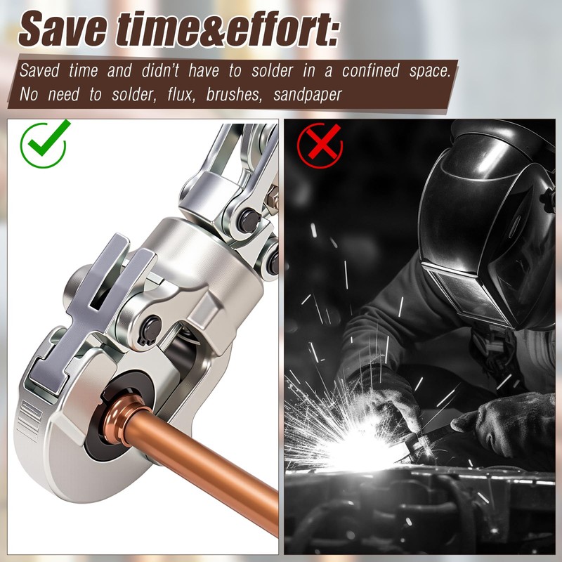 Therwen 5 Pcs 1 Inch Copper Pipe Press Fittings, 90