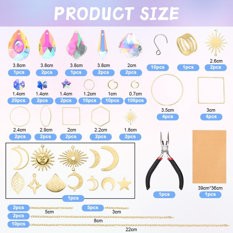 OFFCUP Crystal Suncatchers, 200Pcs Gold Sun Catchers, Rainbow Maker Crystal