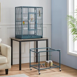 Topeakmart 54'' H Large Bird Cage Parrot Cage w/Stand Bird Cage for Conures Parakeets Cockatiels Canary Parrot Budgies Quaker Parrot, Navy Blue