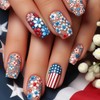 Matte Independence Day Press on Nails Medium Square Fake Nails