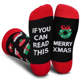 AGRIMONY Funny Christmas Socks for Men Women Teens Boys - IF You Can Read This Merry Xmas Novelty Fun Crew Funky Cute Crazy Silly Socks-Funny Xmas Christmas Gifts Stocking Stuffers