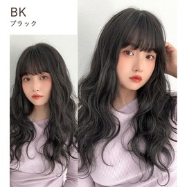 BrightLala p257-BK Bangs Wig, Partial Wig, Hair Extension, Natural, Long Wave, Perm, Women's Curl