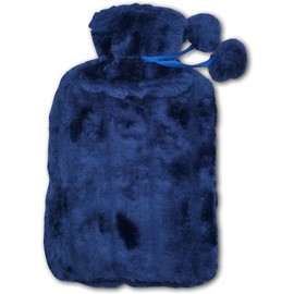 SWISSPACK Hot Water Bottles, 2L Hot Water Bottles with Removable Knitted Cover,Washable Comfortable,Natural Rubber Warm Bag for Neck and Shoulders, Back, Legs,Waist Warm (Navy)