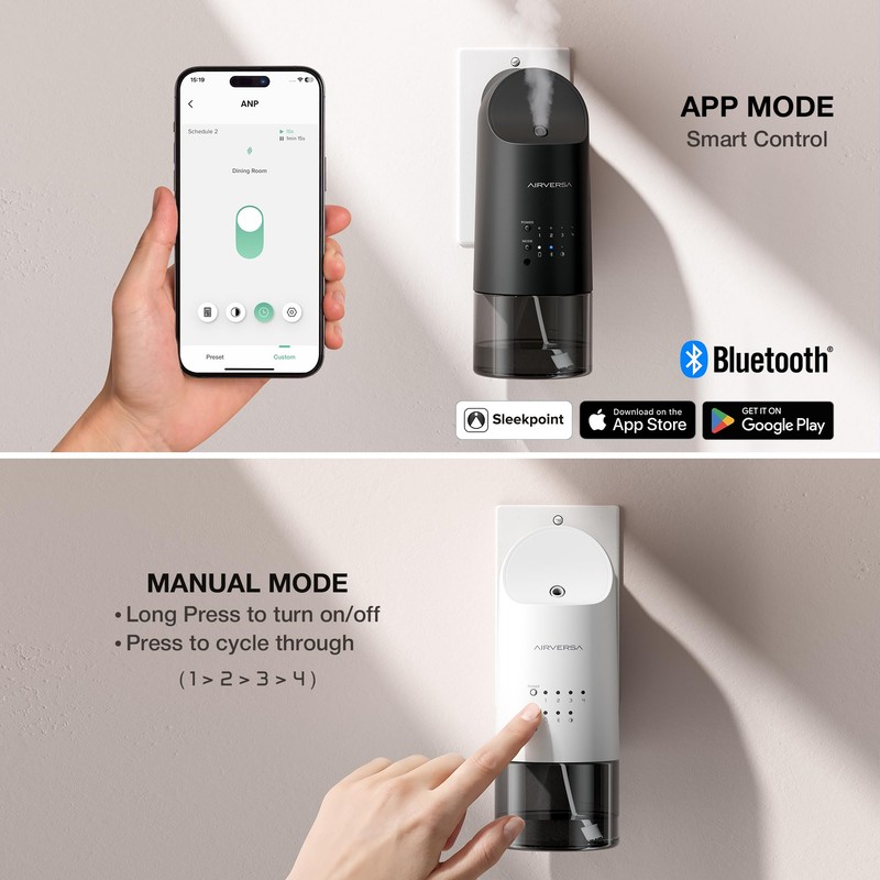 Airversa Smart Waterless Diffuser Plug in Wall for Essential Oils,