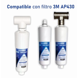 WELLTEK AS430 – Filtro Anti-Sarro con Polifosfatos ¾” | Cartucho repuesto compatible AP430SS | Previene sarro y corrosión | Ideal para boiler, regadera y calentador de agua