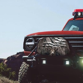 JOAIFO Winch Cover Heavy Duty Waterproof Cover, Deer Towing Winch Covers Polyester USA Flag Vehicle Winch Cover for Electric Winch Accessories Protect Your Winch, Universal Fit
